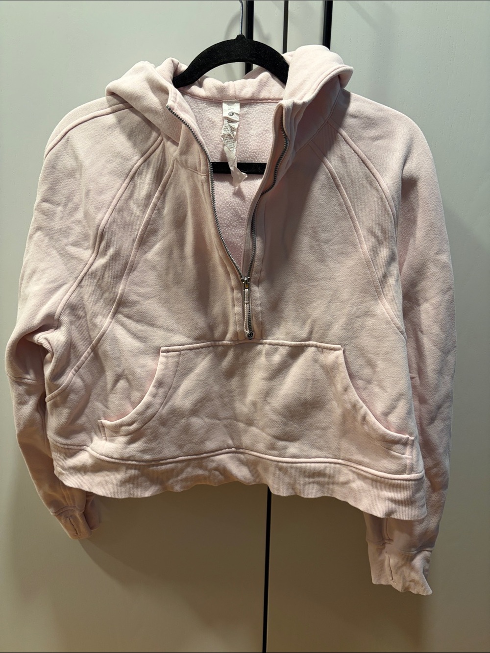 lululemon athletica Scuba Light Pink Cropped Half-Zip Hoodie Pullover